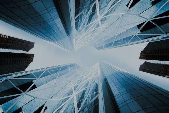 looking up at office blocks